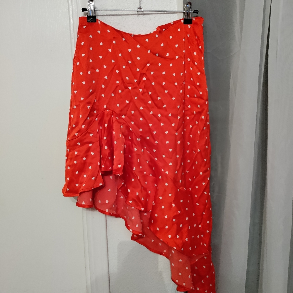 Satin heart pattern skirt